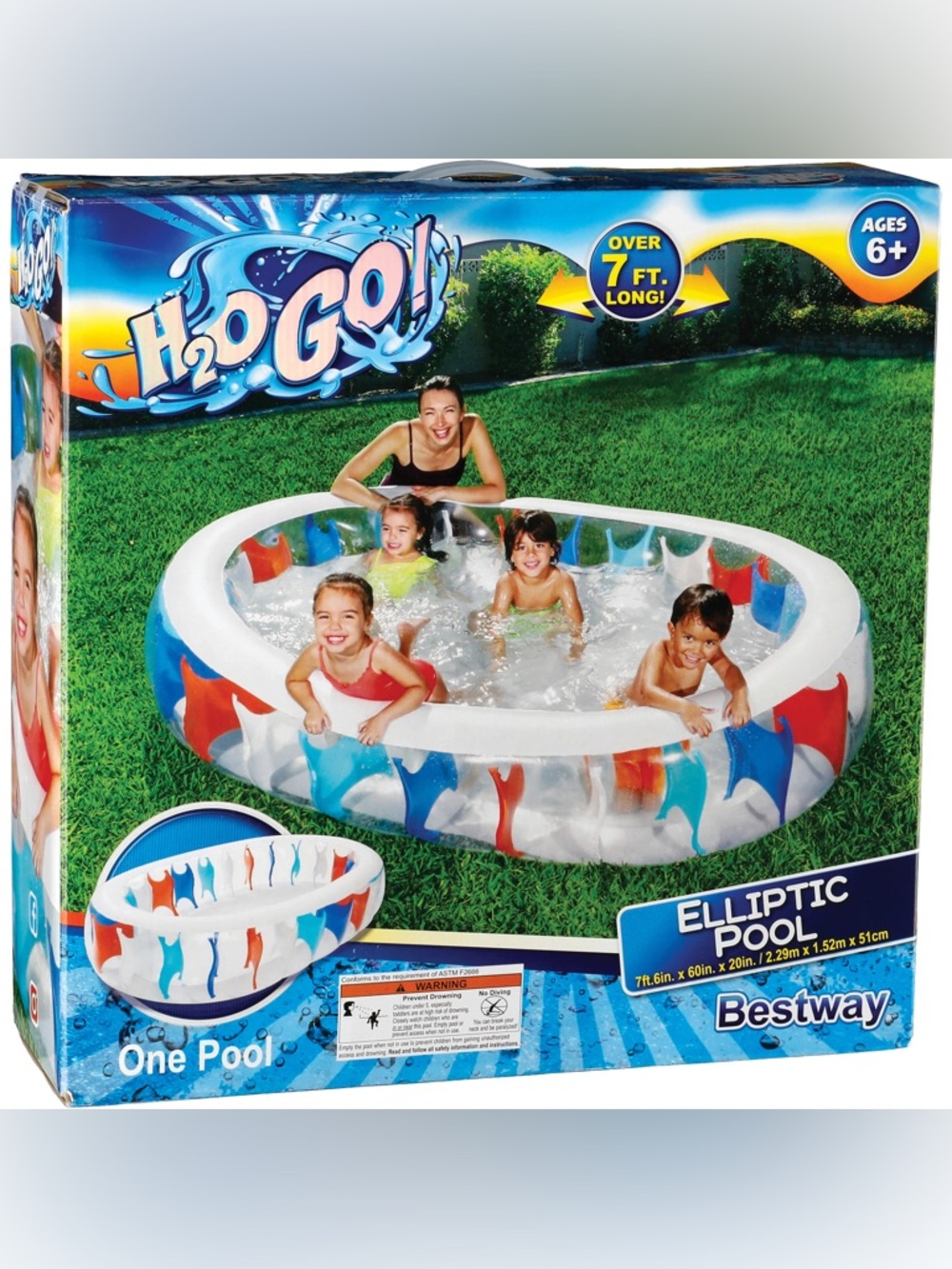 Bestway H2O GO! Elliptic Inflatable Pool - White with Red & Blue Accents